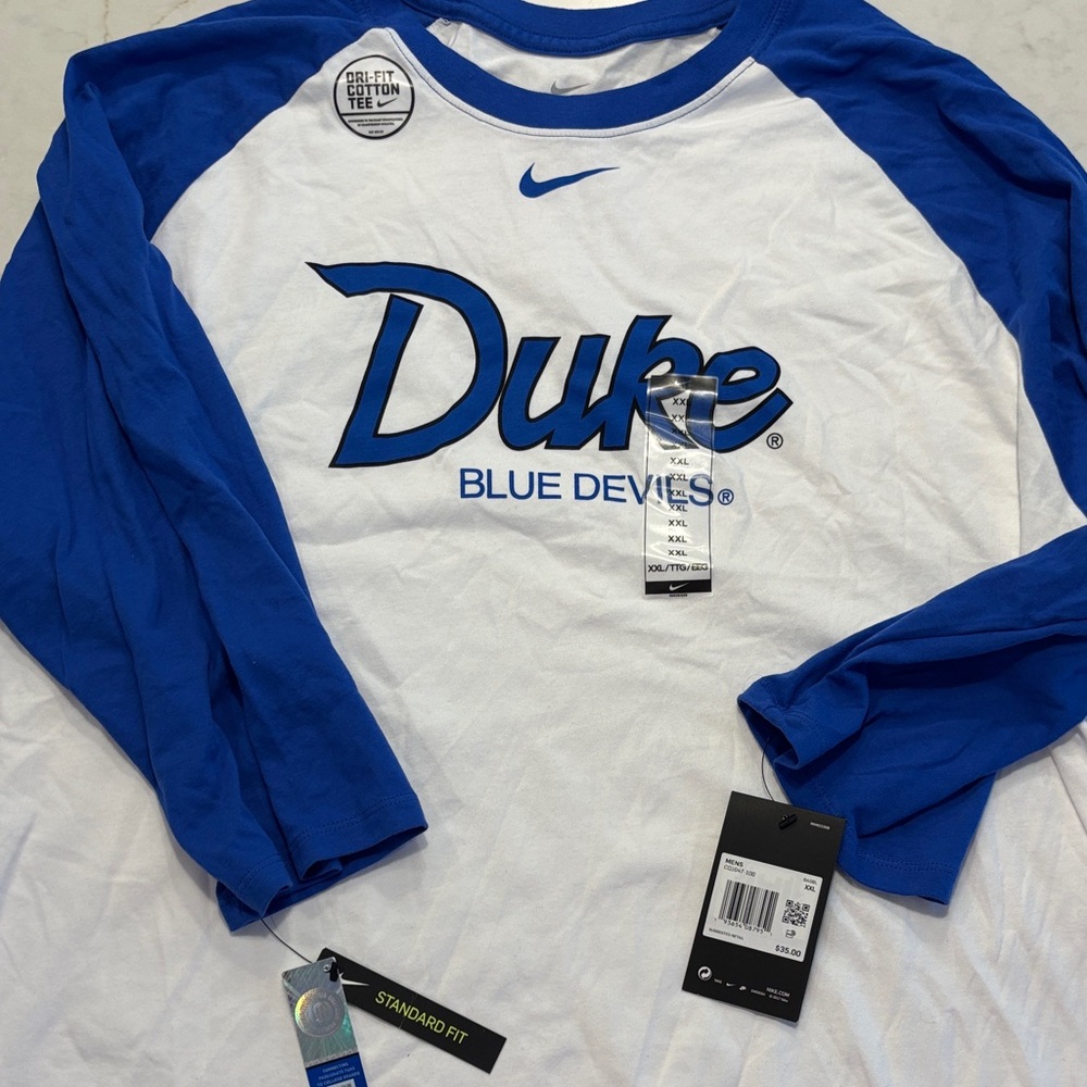 Nike Blue and White Duke 3/4 Sleeve Tee